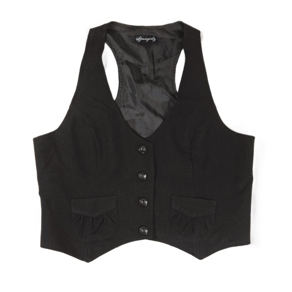 Womens Short Racerback Suit Vest Waistcoat Sz XL Spacegirlz Polished Dressy